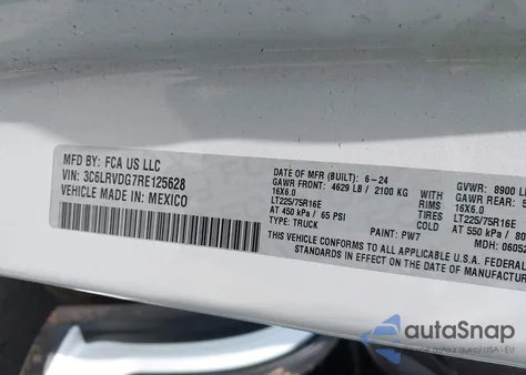 2024 Ram Promaster 2500 Tradesman High Roof 159 Wb W/Pass Seat from USA, damaged, VIN 3C6LRVDG7RE125628